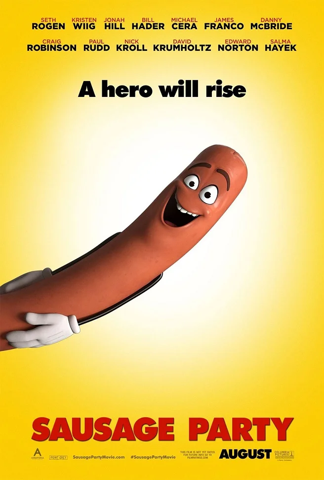Sausage Party theatrical poster with Brenda and Frank and 'Get your fill' tagline.