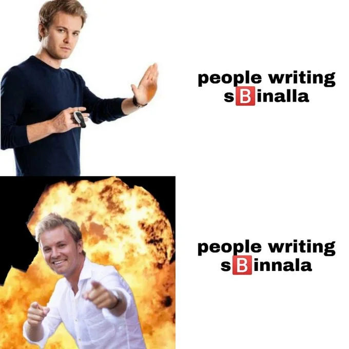 Rosberg approval meme comparing sBinalla vs sBinnala spelling