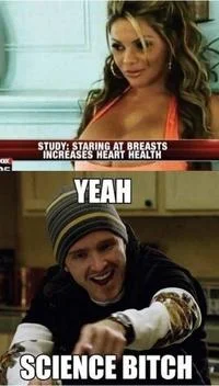 Two-panel meme with health study headline above Jesse Pinkman with 'YEAH' and 'SCIENCE BITCH' text confirming study results.