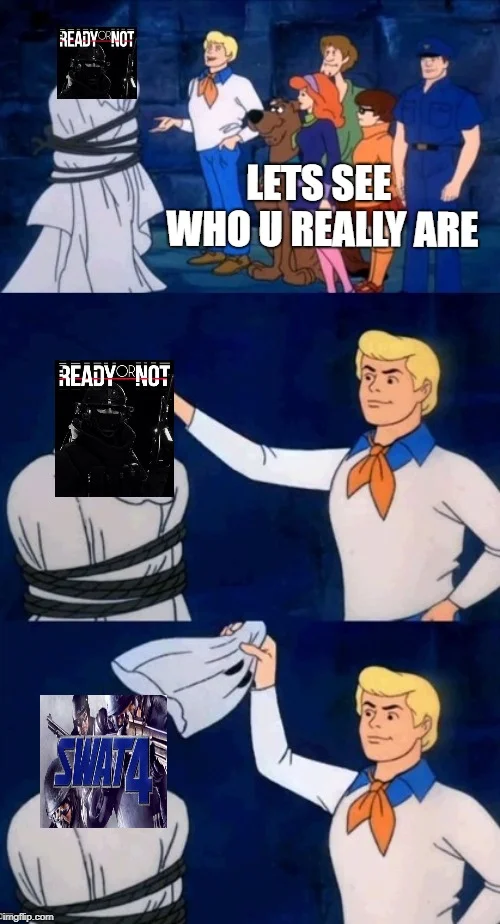 Scooby Doo Unmasking — Multi-panel unmasking meme variant showing Fred unmasking something beneath blanket with sequential panels following classic reveal