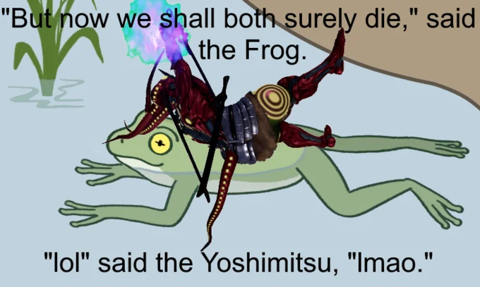 Half-Life screenshot of a Vortigaunt in a corridor captioned in the style of the scorpion and frog meme.