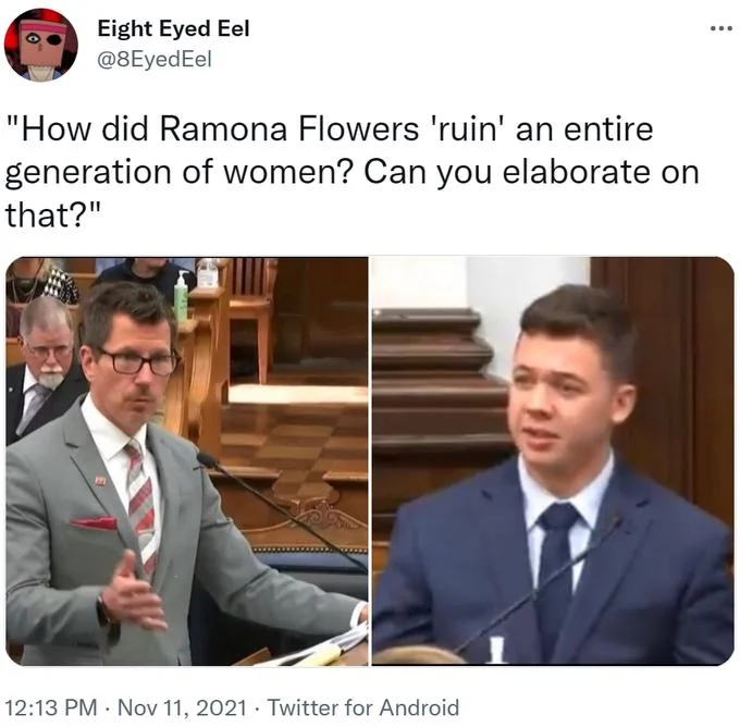 Scott Pilgrim Vs The World Ruined A Whole Generation Of Women — Tweet asking how Ramona Flowers ruined a generation of women, illustrated with Rittenhouse