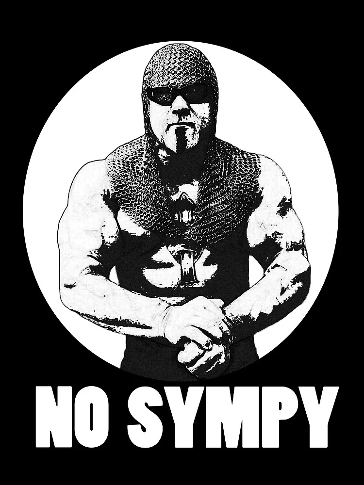 Black and white Scott Steiner stylized graphic with 'NO SYMPY' text