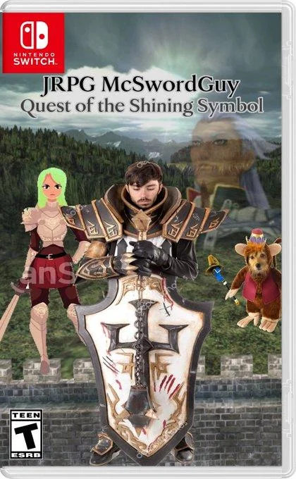 Scrimblo Bimblo — Mock Nintendo Switch cover for JRPG McSwordGuy Quest of the Shining Symbol