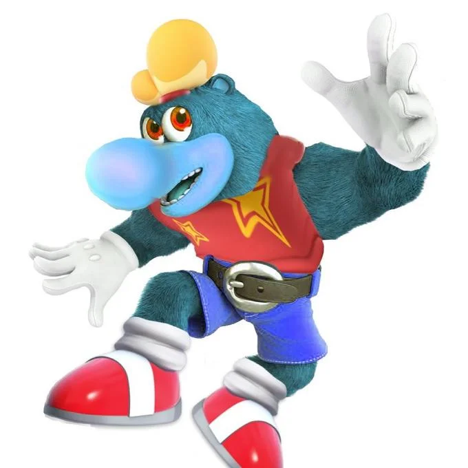 Animated GIF depicting a Scrimblo Bimblo style mascot character