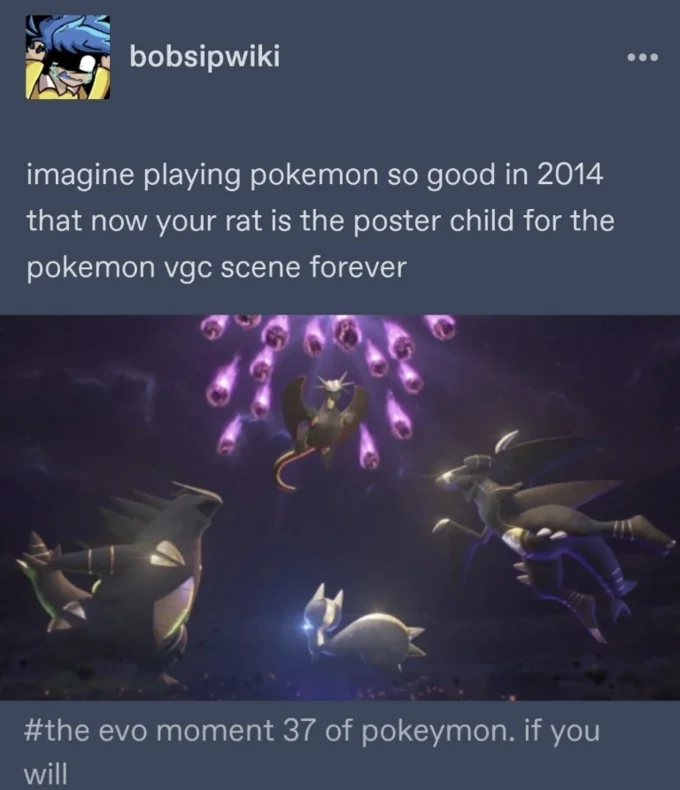 Se Jun Parks Pachirisu — Tumblr post about Pachirisu becoming a VGC icon after 2014