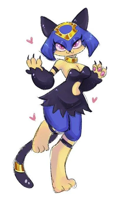 Sekhmet Palworld — Sketch fan art of Sekhmet as an anthropomorphic catgirl