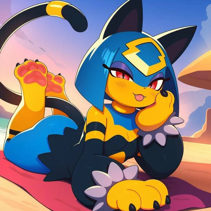 Sekhmet Palworld — Anthropomorphic Sekhmet fan art posed in the desert