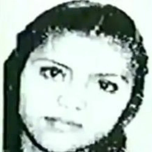 Pixelated black and white portrait of young woman from Selene Delgado news broadcast