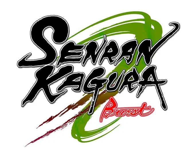 Senran Kagura Burst game logo with black brush-style lettering and red 'Burst' script