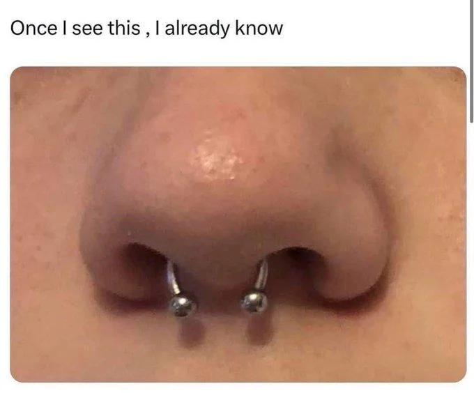 Septum Theory — Alternate version of the 'Once I see this, I already know' septum piercing meme