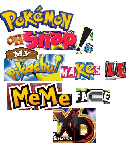 Shitposting — Collage of Pokemon logos and letters arranged to spell an absurd phrase