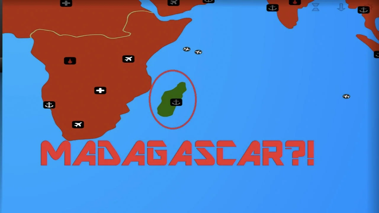 Shut Down Everything — Pandemic 2 game map with Madagascar circled and the text MADAGASCAR?!