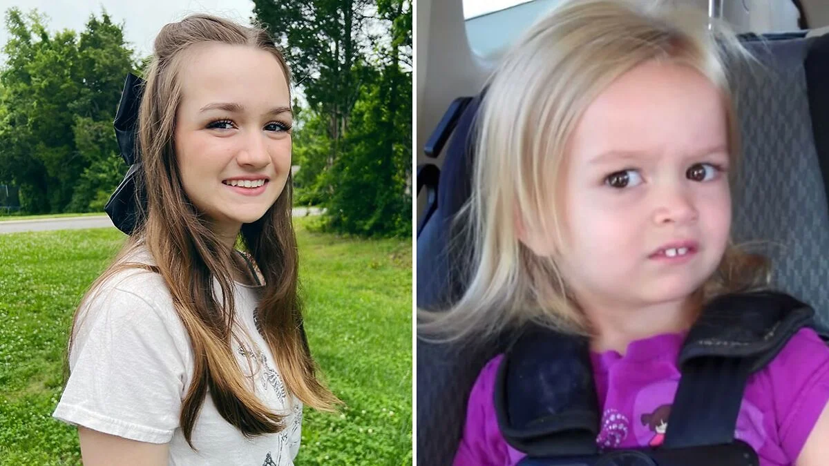 The iconic Side Eyeing Chloe car image combined with a tweet stating 'She is the master of the side eye. And so adorable, then and now!'