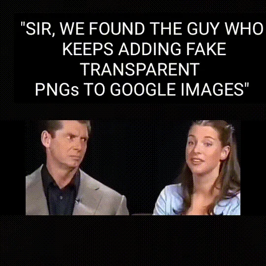 Sir, We Found The Guy Who X — Animated GIF of Vince McMahon reacting angrily in a WWF interview with the caption 'Sir, we found the guy who keeps adding fake