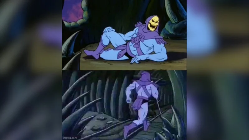 Skeletor Facts meme template displaying the canonical two-panel layout with Skeletor's characteristic speaking and running poses without text.