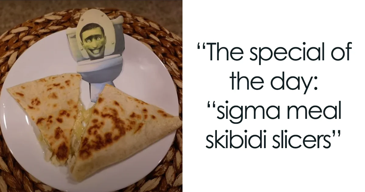 Skibidi Sigma — A plate of toasted sandwiches next to a miniature Skibidi Toilet toy figure with text 'The special of the day: sigma meal skibidi slicers'.
