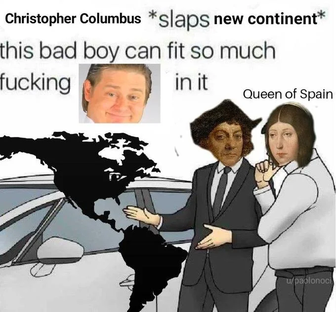 Slaps Roof of Car — Surreal variation featuring massive spaghetti serving replacing car, with inverted humor about fitting car in spaghetti.