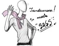 Fan art sketch depicting Slender Man alongside another character with handwritten notes about creepypasta mythology.