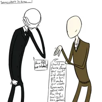 A professional digital illustration of Slender Man isolated in dark misty forest with blue atmospheric lighting.