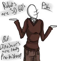 A simple hand-drawn fan art illustration of Slender Man in black suit and tie with blank white head in minimalist style.