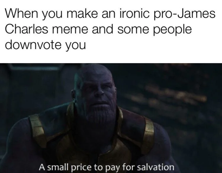 A Small Price to Pay for Salvation — Screenshot-style meme with custom caption text above and Thanos image with canonical phrase below demonstrating format