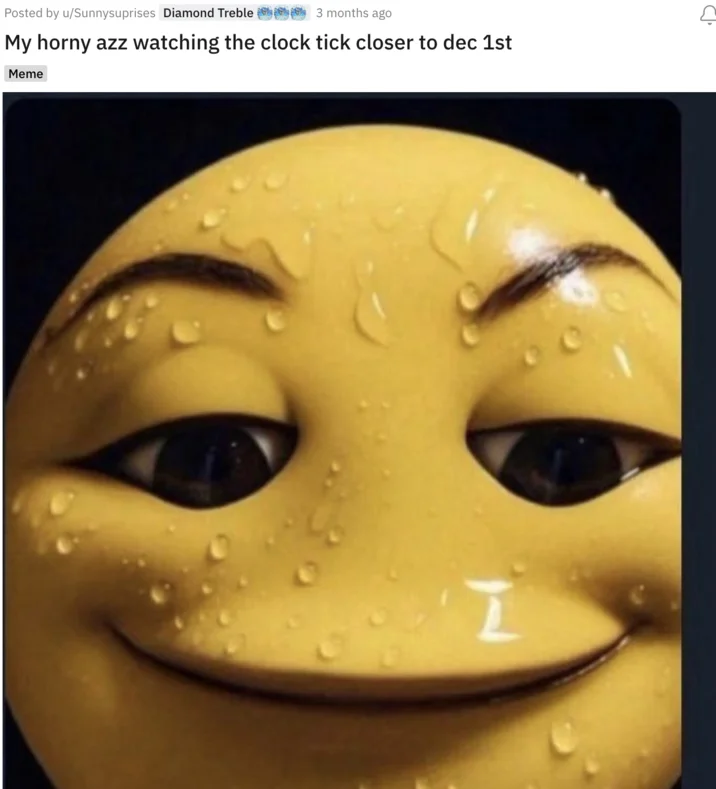 Smiling Sweating Emoji — A social media post featuring the sweating emoji with a comedic caption about nervous anticipation.