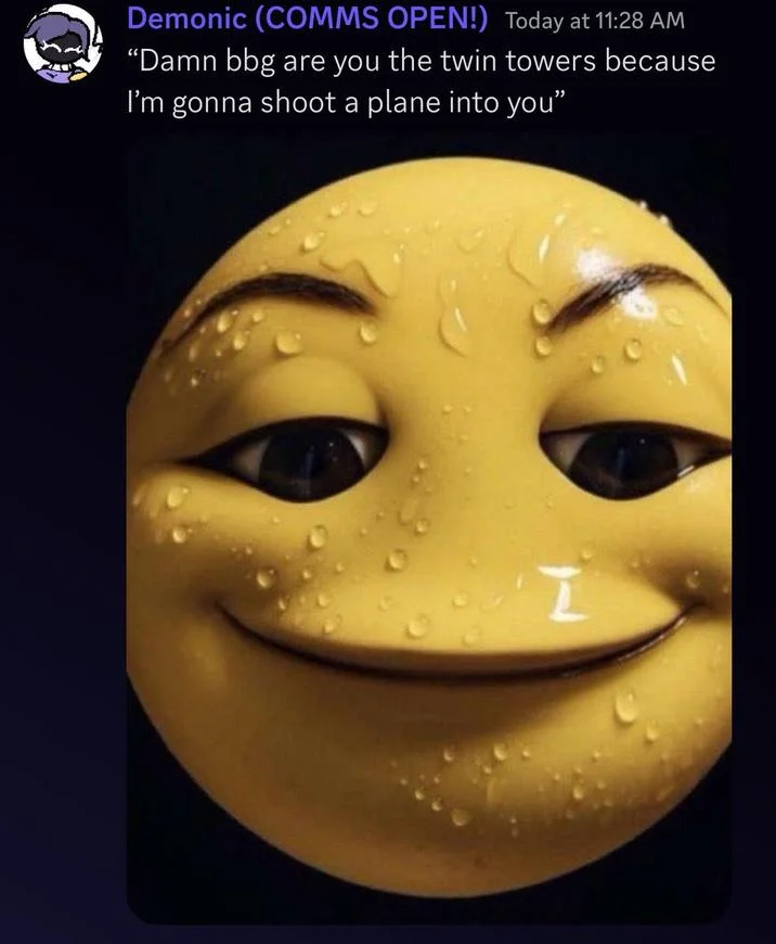 Smiling Sweating Emoji — A Twitter screenshot featuring the sweating emoji reacting to a dark humor caption with characteristic water droplets.