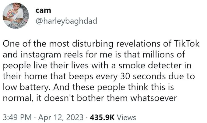 Smoke Detector Beeping — Tweet about people living with a constantly beeping smoke detector