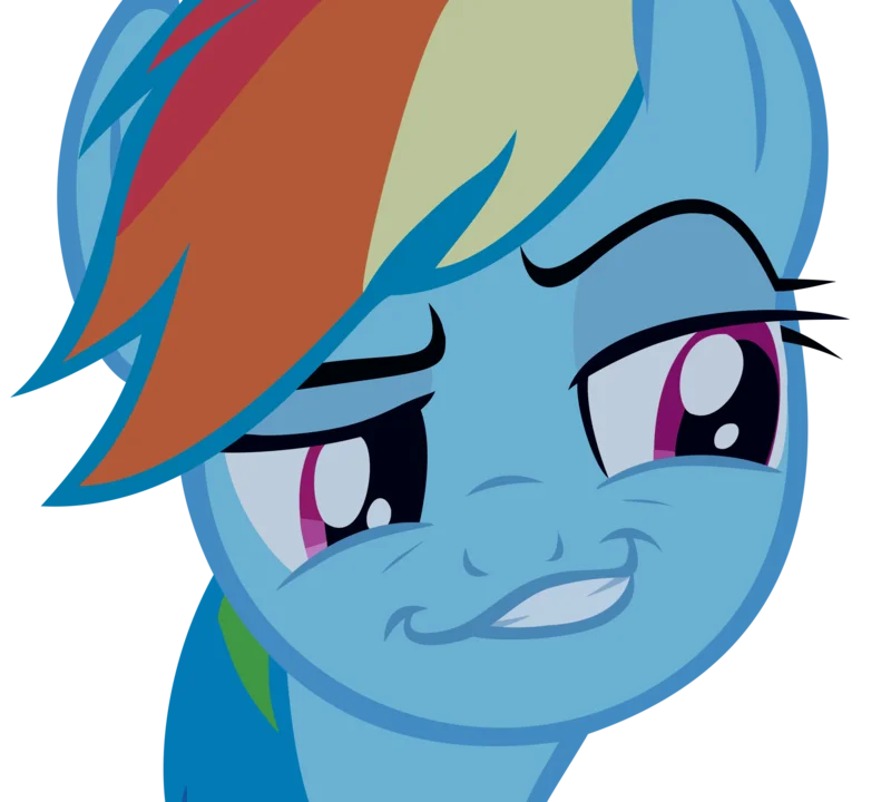 Smugdash — Close-up of Rainbow Dash pony making a smug smirk with half-lidded eyes
