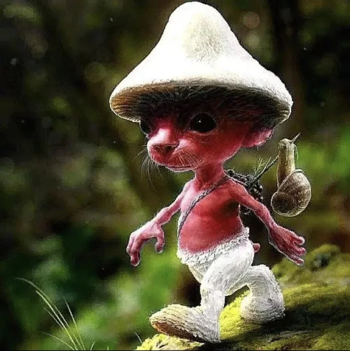 Red-colored Smurf Cat character variation with white hat and outfit