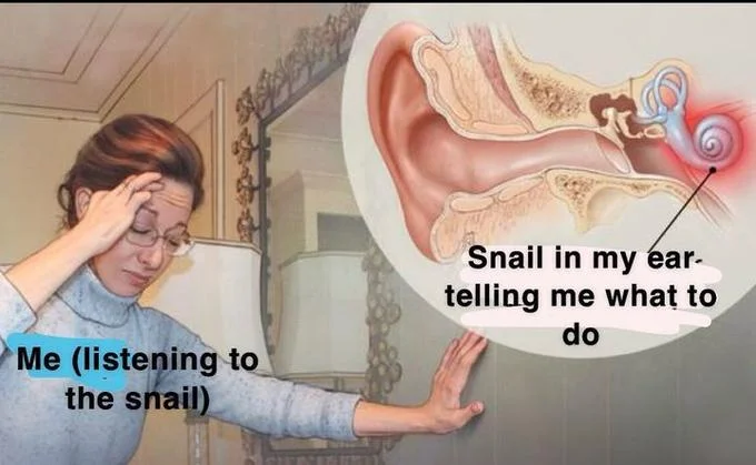 Snail In My Ear Telling Me — Me (listening to the snail) Snail in my ear- telling me what to do