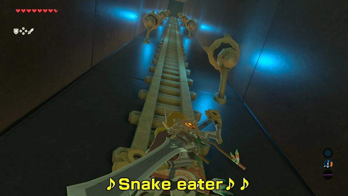 "Snake Eater" (Song) — Zelda Breath of the Wild ladder-climbing scene captioned with Snake eater song