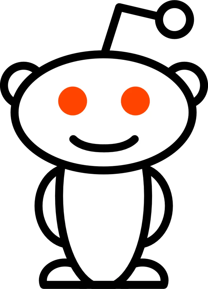 Official Snoo Reddit alien mascot line art with red eyes and antenna