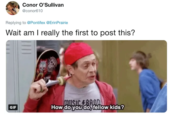 Social Media Influencer — Tweet reply featuring Steve Buscemi 'How do you do, fellow kids?' meme reacting to the Pope's influencer tweet