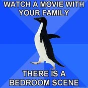 Socially Awkward Penguin — Blue penguin meme about walking into room with strangers and immediately leaving.