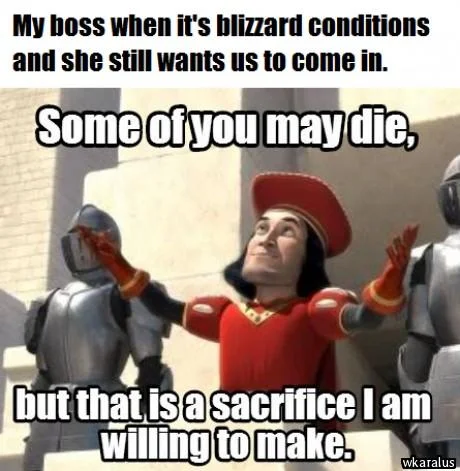 Some of You May Die — Meme criticizing Starbucks for staying open during extreme cold using the Farquaad meme format
