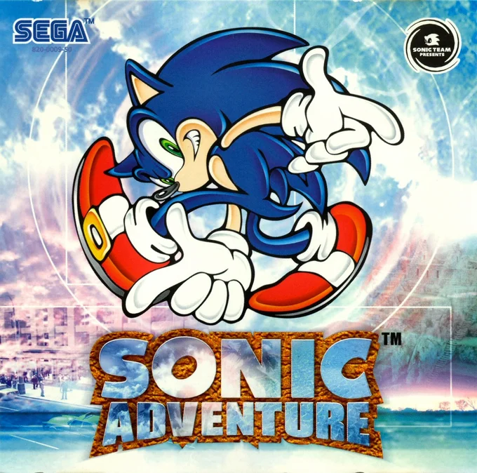 Sonic Adventure Pose — Sonic Adventure Dreamcast game cover with Sonic in signature pose and game logo.