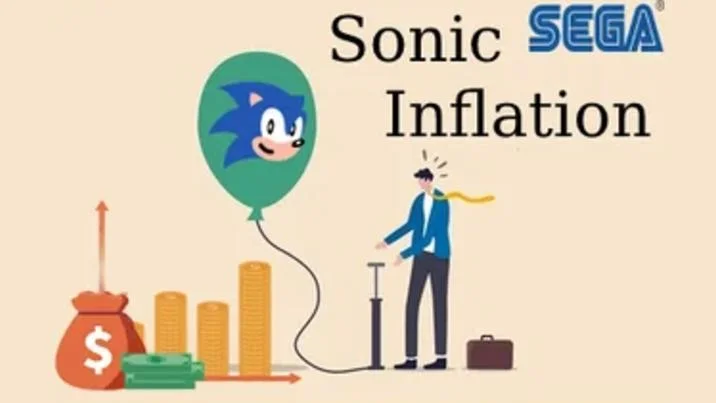 Sonic Inflation meme cover with Sonic balloon, money pump, and coin stacks