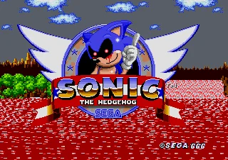 Sonicexe — Original 1991 Sonic the Hedgehog Sega Genesis title screen with iconic branding and sprite.