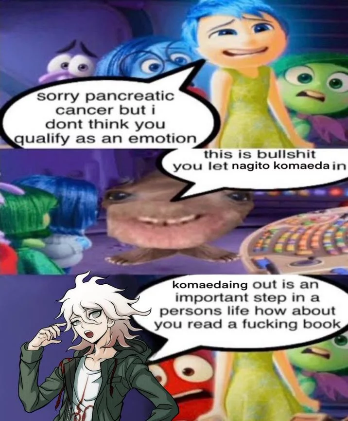 Sorry Pancreatic Cancer But I Dont Think You Qualify As An Emotion Sponging Out — Danganronpa Nagito Komaeda variant of the pancreatic cancer emotion meme