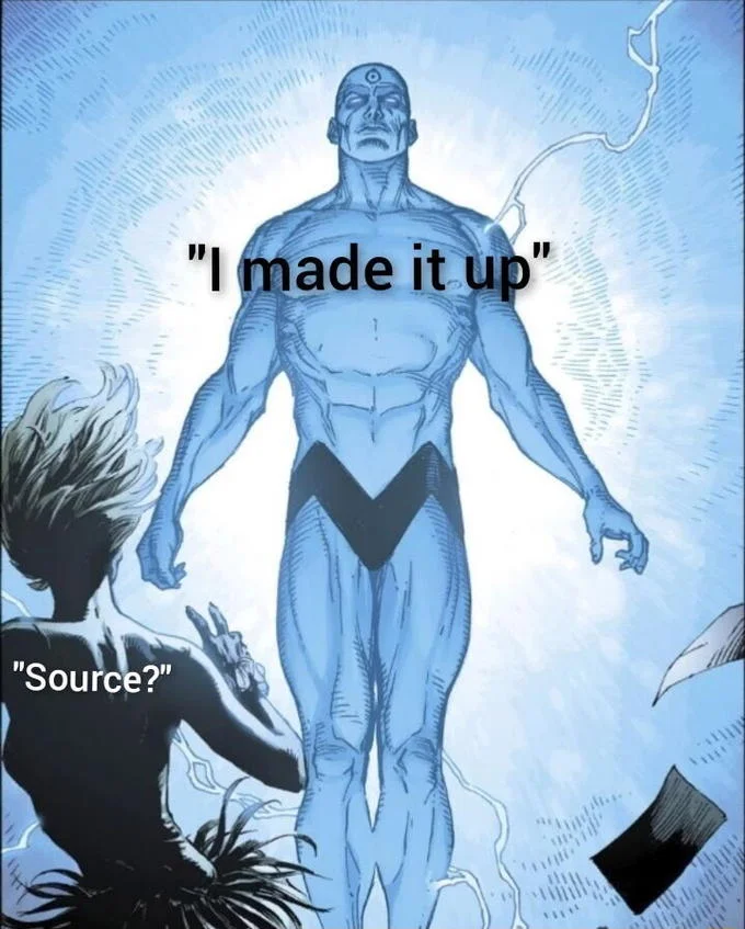 Gigachad character in Twitter post context for Source I Made It Up meme.