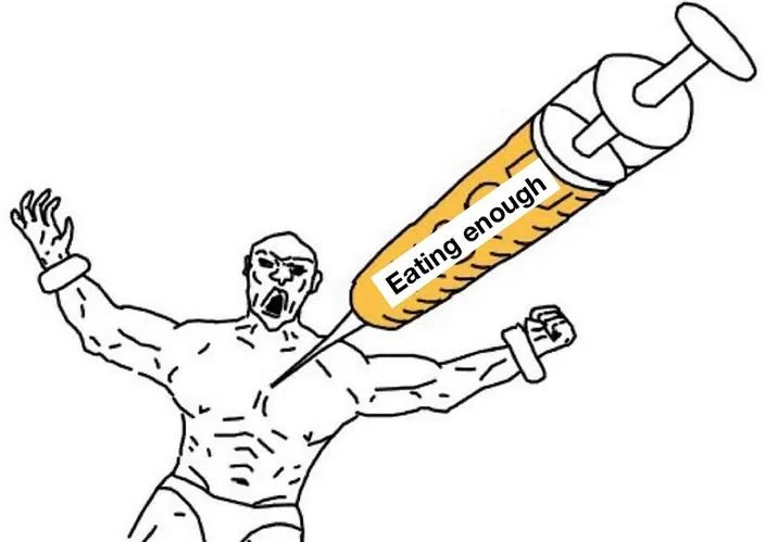 Soyjak template with anxious open-mouth expression holding syringe with partial text label.