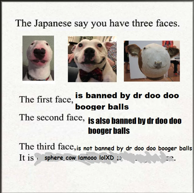Three faces meme with Sphere Cow as the third hidden face