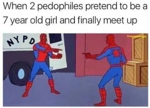 Spider-Man Pointing at Spider-Man — Spider-Men pointing with serious caption overlay