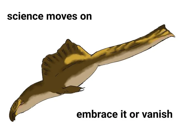 Spinofaarus Spinosaurus Nerf — Spinofaarus diving with text science moves on embrace it or vanish
