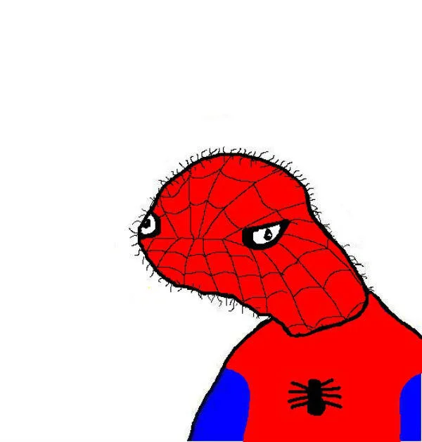 Spoderman cartoon standing against blank white background