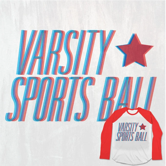 Sportsball — Varsity Sports Ball retro raglan t-shirt design mockup