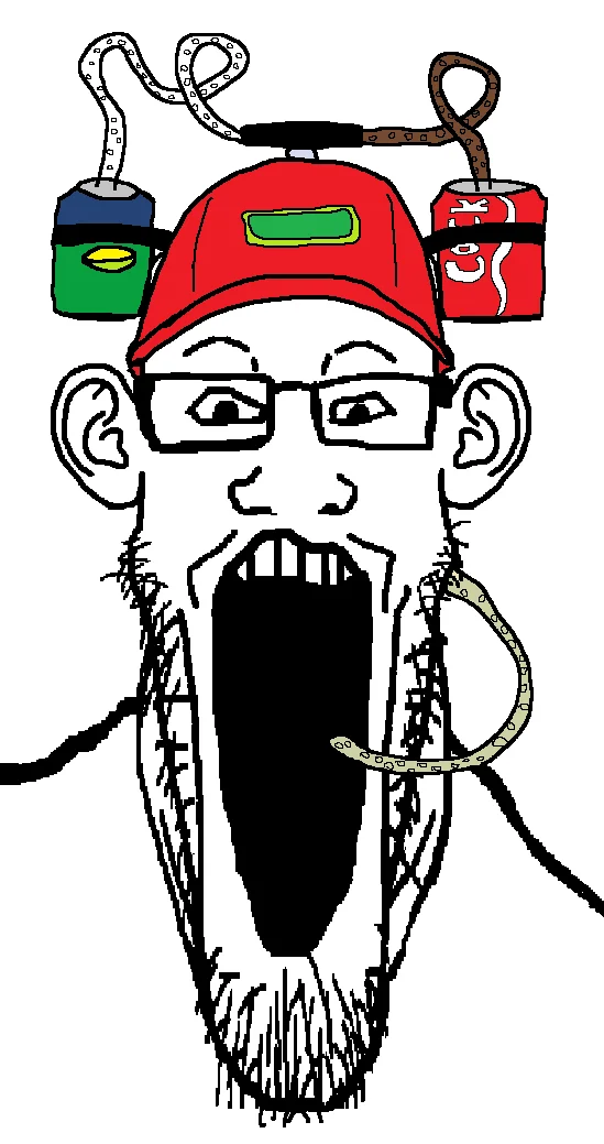 Sproke — A red Soyjak character with glasses displaying an open-mouthed expression.