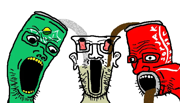 Sproke — Three distinctive Soyjak faces with varied expressions in green, white with brown hair, and red.